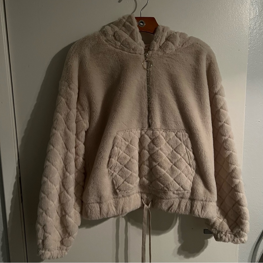 Cream Quilted Hoodie